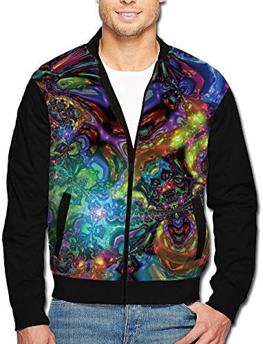 Men's Psychedelic Art Abstract Trippy Casual Zip-up Jacket Coat Outwear