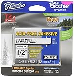 Brother Genuine P-touch TZE-AF231 Tape,1/2" (0.47") Wide Acid-Free Adhesive Laminated Tape, Black on White, Safe for Photo-Labeling or Scrapbooking, Water-Resistant,0.47" x 26.2' (12mm x 8M), TZEAF231
