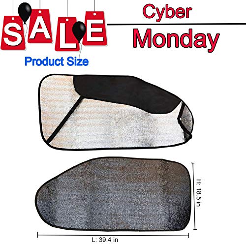 Big Hippo Side Window Snow Cover, Thickness Winter Car Window Snow, Ice, Frost Cover Sun Protection - Universal Fits Most Cars, Sedans, Small Trucks, SUVs (2 Pack)