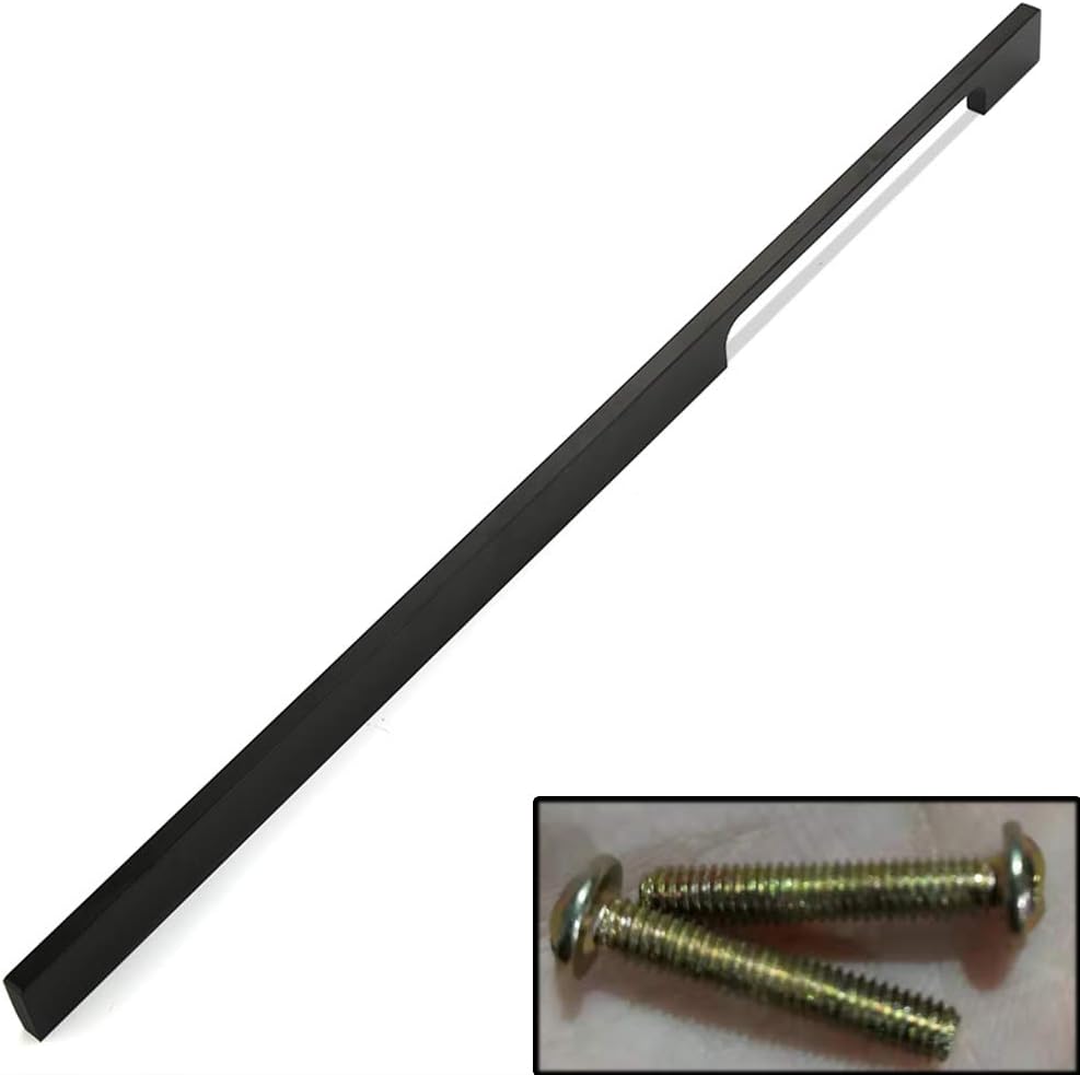 Pure Black Square Cabinet Pulls Bar Handle,for Bathroom Wardrobe Door Handles,Aluminum Alloy Drawer Knobs Hardware,1 Pack (Total Length 1500mm/59.1in)