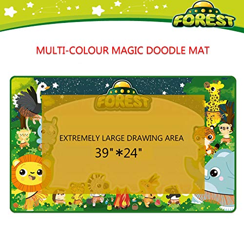 MBDVLPMT Water Doodle Drawing Mat Kids Painting Writing Doodle Board Toy Mess Free Coloring Painting Educational Writing Mats Rainbow Colors Gift for Boy Girl Toddler Baby 59" X 35" - Thumbnail 3
