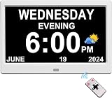 CAZOKASI DST Plug-in Digital Clock with Date Day 12 Alarms Reminder