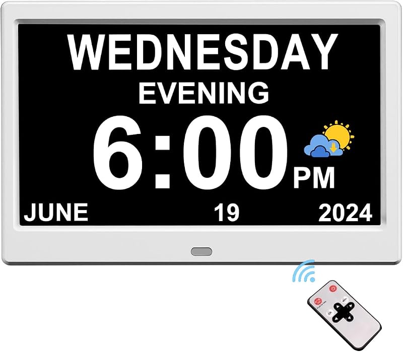 CAZOKASI DST Plug-in Digital Clock with Date Day 12 Alarms Reminder