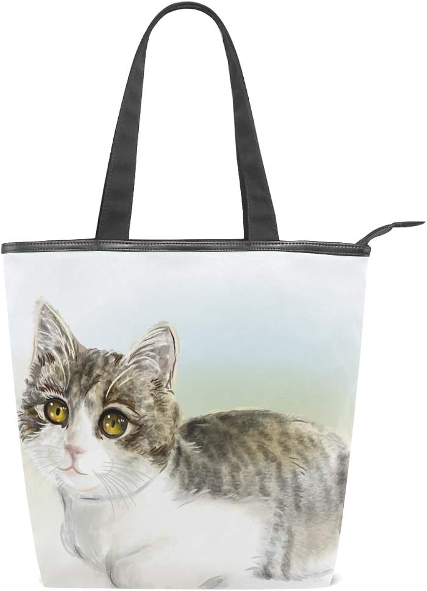 Women's Handbags Cat Print Tote Canvas Shoulder Bag Amazon.co.uk