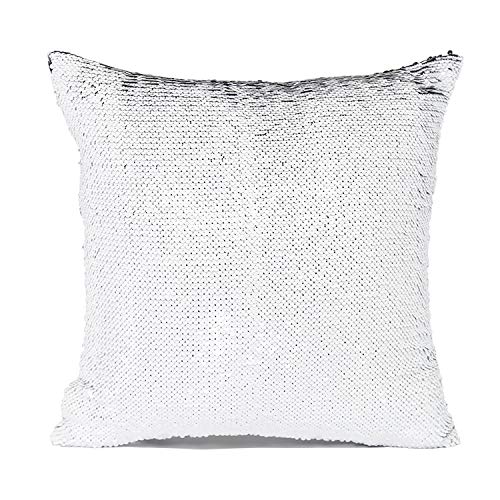 2 Pack Mermaid Sequin Pillow 16x16 inches Cover Pillow Case Flip Reversible Sequins Throw Cushion Case  (Black)