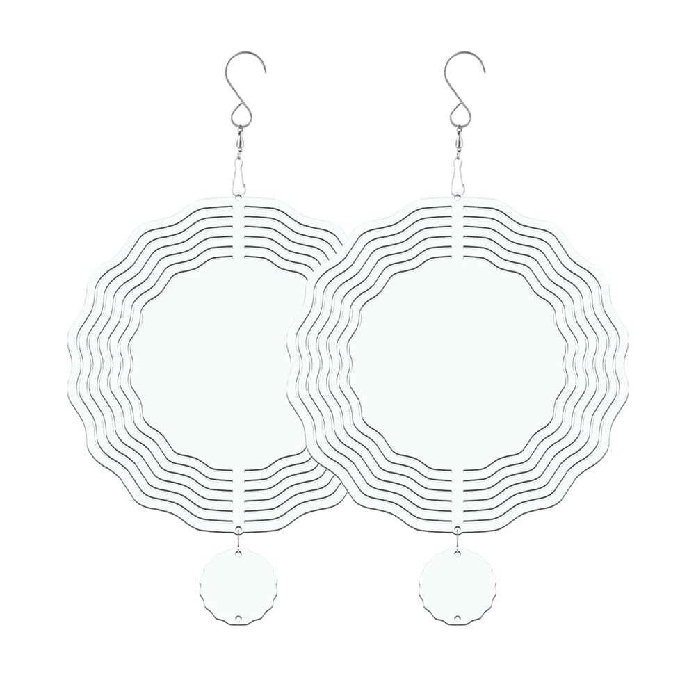 Fladhheg 2 Pack 8 Inch Sublimation Wind Spinner Blanks,3D Double Sided Sublimation Wind Powered Kinetic Sculpture for Yard Outdoor
