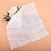 Milesky White Wedding Handkerchief Pure Cotton, Soft Ladies Hanky with Crochet Lace CH06