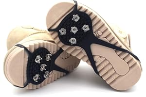 MILALOKO 1 Pair (Kids' Size) Crampons,Traction Cleats,Spike for Winter Walking Safety,Shoe Grips on Ice、Snow for Children Girls and Boys,Kids' Size 5-7