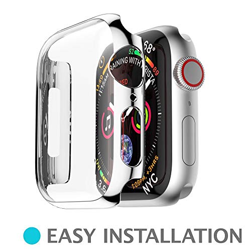 Amaping Ultra-Slim Plating Protective Cases for iWatch 4 All-around Bumper Cover Screen Protector Compatible with New Apple Watch Series 4 (for 40mm, Silver)
