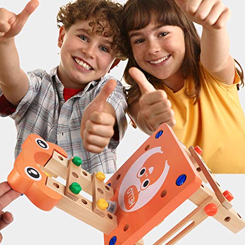 DIY Assembly Toy, Luban Chair Disassembly Assembly Of Nuts Three-dimensional Toy, Double Game, Interaction Puzzle Games for Kids 5 and Up (â™¥ Orange)