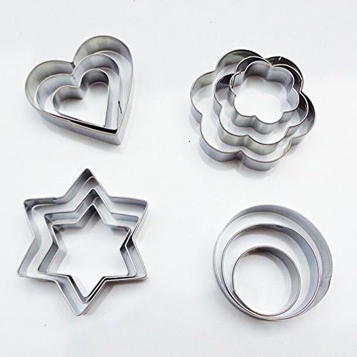 12PCS Stainless Steel Cookie Biscuit DIY Mold Star Heart Cutter Baking Mould Cookie Cake Baking Mold Tools Sandwich Fruit Cutter