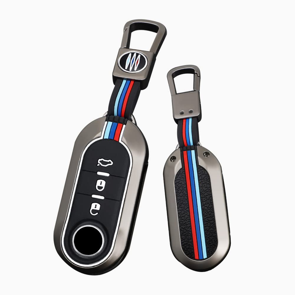 HIBEYO Flip Key Car Key Case Fits Fiat Cover Protective Case Key Case for Fiat Models Grande Punto Evo Panda Bravo Stilo 500 L for Lancia Y Delta Musa Key Box A Black