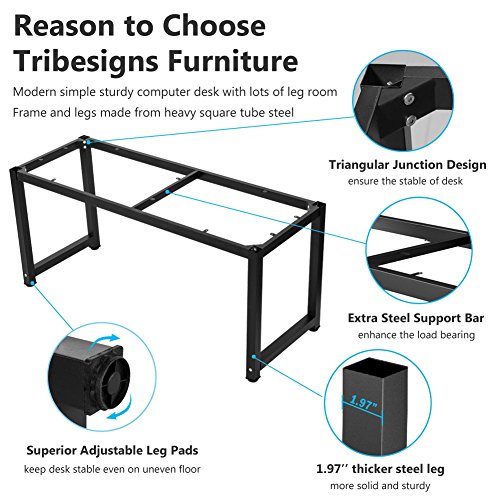 Tribesigns Vintage Computer Desk, 55" Large Office Desk Computer Table Study Writing Desk for Home Office, Retro Style - Thumbnail 5