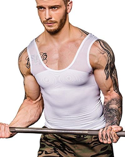 ShuZ Men's Body Shaper Powerful Compression Slimming Vest Shirt Shapewear For Men (White, XL)