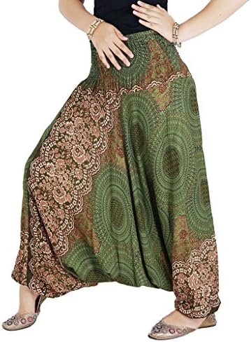 Villas - Honeycomb Collection- Super Soft Loose 2 in 1 Harem Pants &amp; Jumpsuit (Green)