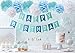 Wcaro Blue Happy Birthday Bunting Banner Birthday Party Decorations Tissue Paper Pom Poms Baby Blue Turquoise White Paper Flowers For Boy First Birthday Party Boy Baby Shower Decorations