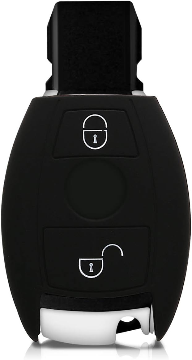 kwmobile Silicone Key Fob Cover Compatible with Mercedes-Benz 2 Button Car Key (only Keyless Go), Rally Stripe red / black - Image 3