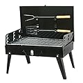 Steel Compact Portable Folding Charcoal Barbecue BBQ Suitcase Grill Outdoor Camping Holiday Travel Cookouts Grill