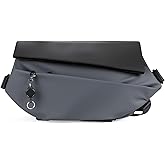 Sling Crossbody Bag for Men & Women – Expandable Waterproof Backpack Chest Bag with Magnetic Buckle for Cycling/Travel/EDC (Gray, Medium)