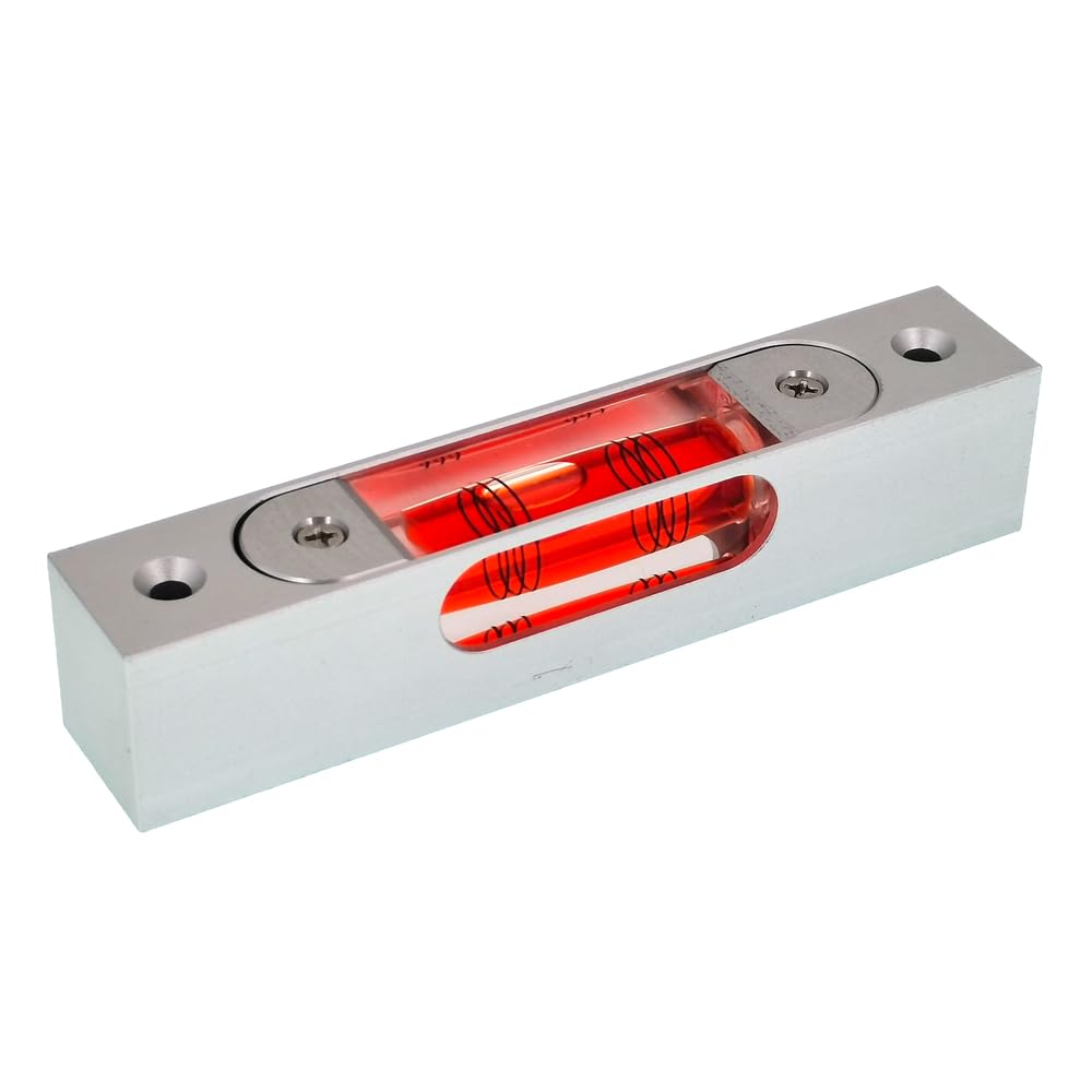 Rectangular Adjustable Level Instrument with Holes, Aluminum Alloy Metal Adjustable Liquid Level Level Bubble, Luminous demagnetization, Length 120mm, Hole spacing 100mm…(red)