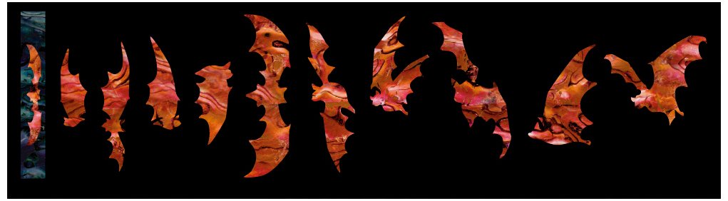 Inlay Sticker Fret Markers for Guitars & Bass - Bat Wings - Abalone Red, F-021BW-RD