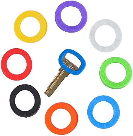 Mixed Color 12 Soft and Flexible Plastic Key Ring Caps Tags House key Identifier Label ID Code