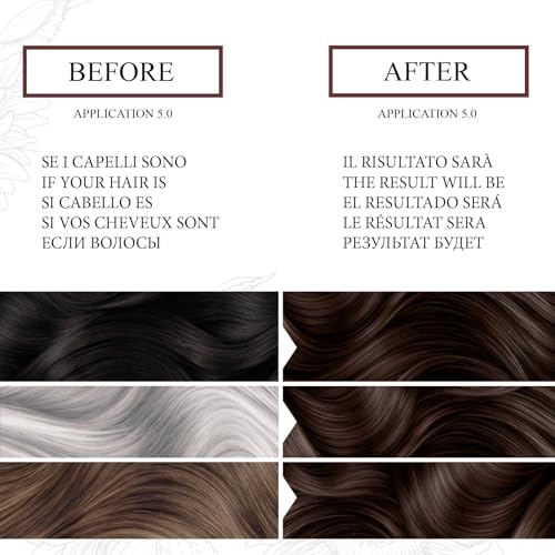 Lucens Umbria - 5.0 Light Brown, Ammonia-Free Hair Dye, Vegan Permanent Colouring Kit with Natural Extracts, Soothing, Moisturizing and Protective Action