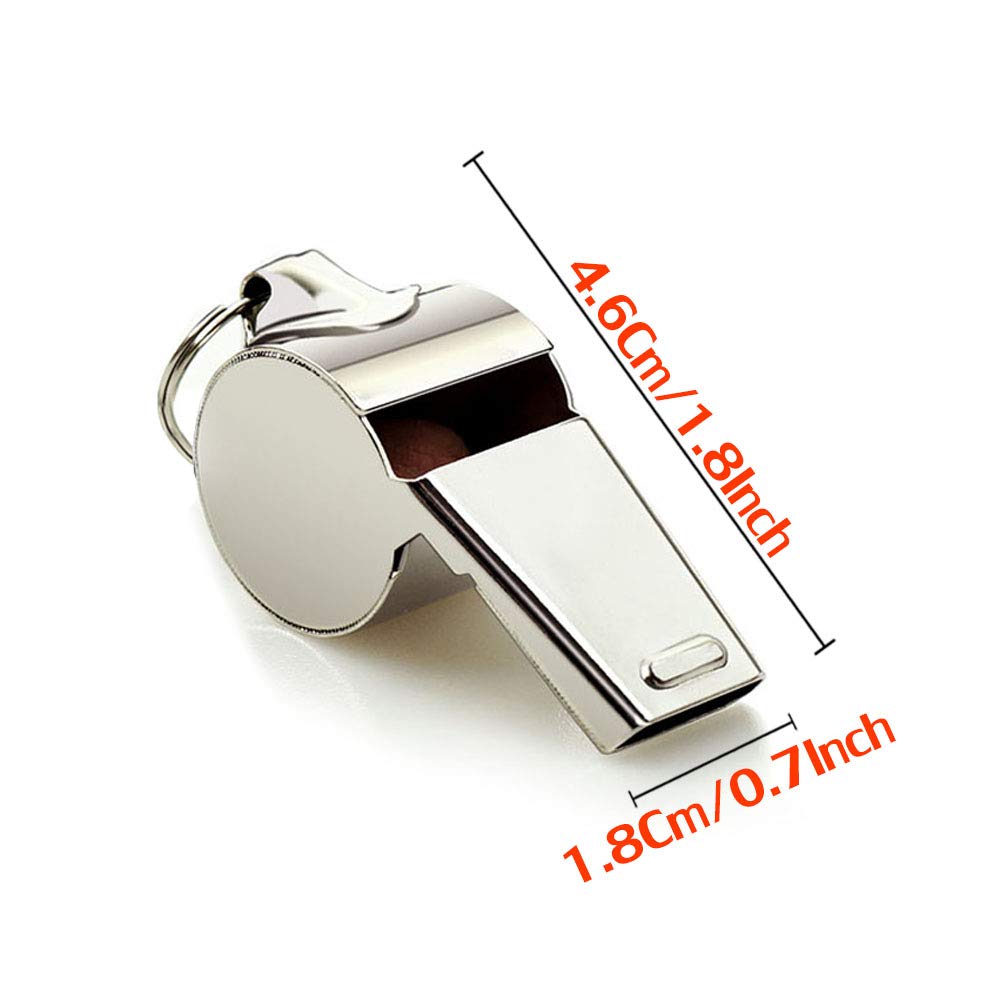 Whistle, 2 Pack Stainless Steel Sports Whistles with Lanyard, Loud Crisp Sound Whistles Great for Coaches, Referees, and Officials