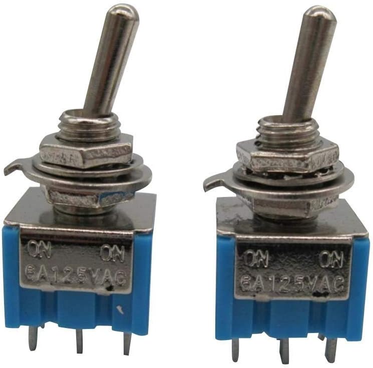 Taiss/10 Pcs Toggle Switch AC 125V 6A Amps ON/ON 6 Terminals 2 Position DPDT MTS-202, 6Pin ON/ON - Image 3