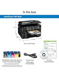Impresora inalámbrica de inyección de tinta de color con escáner y fotocopiadora Epson WorkForce WF 3640 todo en uno
