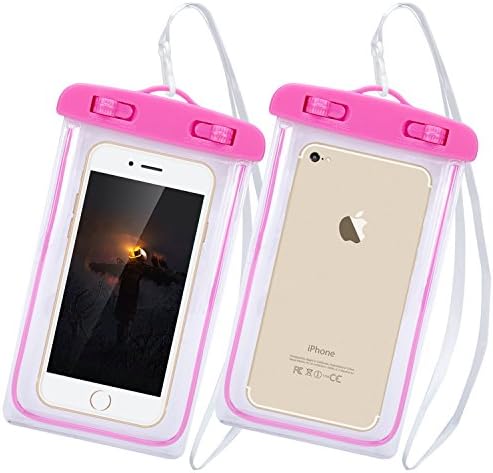 HAOGEGE Waterproof Case, Mobile Waterproof Bag, Fluorescence Cellphone Dry Bag Pouch for iPhone 7 6s 6 Plus , SE 5s 5c 5, galaxy s8 s7 s6 edge, LG G6 G5,Sony Nokia up to 6.0โ diagonal (pink)