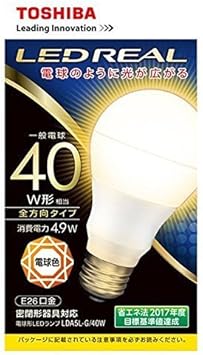 Amazon 東芝 ケース販売特価 10個セット Led電球 E Core イー コア 一般電球形 全方向タイプ 40w形相当 電球色相当 全光束485lm E26口金 Ledreal 密閉器具対応 Lda5l G 40w Set 東芝 Toshiba Led電球 通販