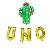 UNO Balloons with Cactus | First Birthday Fiesta Decorations | Fiesta First Birthday Party Supplies | Fiesta Cactus Taco Party Supplies | UNO Banner Sign Decor