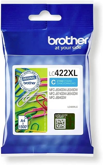 Brother LC-422XLC Cyan Ink Cartridge 1,500 Pages Original