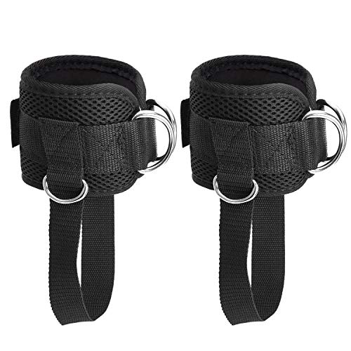image for TOBWOLF 2 PCS Fitness Ankle Straps for Women & Men, D-Ring Ankle Cuffs