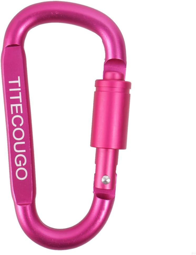 Aluminum Carabiner,Hook Clip D Rings Aluminum D-ring Locking D-Shape Lock Snap Backpack Water Bottle Keychain Climbing Gear Accessories EDC Camping Tent Multi Function Tool Multiple Colors Rose Red 2