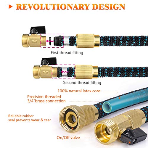 BLAVOR Expandable Garden Hose 100ft Flexible Lightweight Water Hose Strongest Expanding Hose with 10-Way Heavy Duty Zinc Water Spray Nozzle & 2-Way Splitter [ 2019 New Upgraded ] - Thumbnail 2