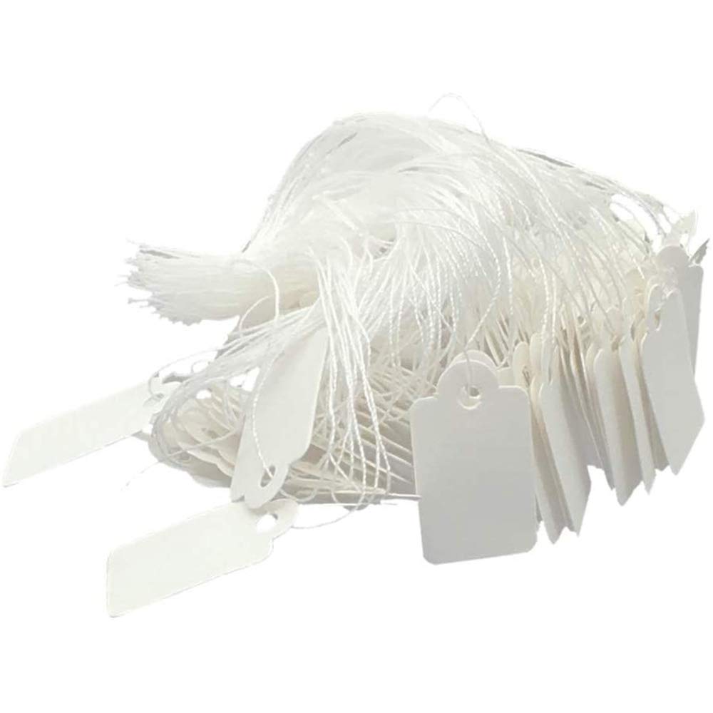 POFET 500pcs Bulk Blank White Paper String Label Jewelry Pricing Tags Display