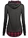 DJT Women's Funnel Neck Check Contrast Pullover Hoodie Top Large Dark Grey