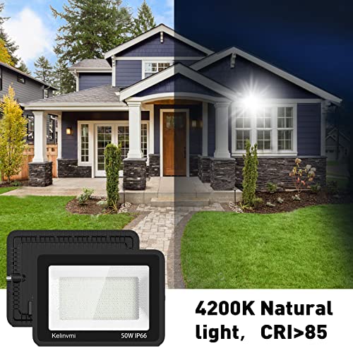 kelinvmi LED Flood Lights Outdoor 50W, Outdoor Security Light 5000lm High Brightness with Plug