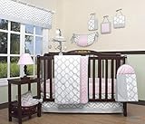 GEENNY Boutique Baby 13 Piece Crib Bedding Set, Salmon Pink/Gray Chevron