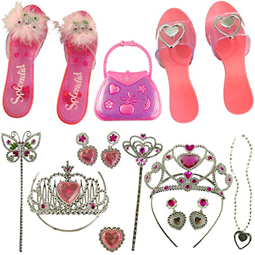 Princess Tiara Dress Up Wand Costume Shoes Toys Sets