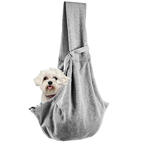 Pet Sling Carrier, Pets Travel Shoulder Bag for Dogs Puppy Cats Small Animals up to 10 Lbs, Breathable, Comfortable, Hands-Free, Reversible, Machine Washable (Grey)