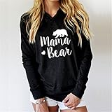 FULLIN Casual Hoodie Sweatshirt Women Lightweight Mama Bear Printing Long Sleeves Hoodies Tops,XL