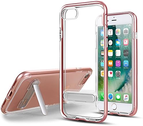 iPhone 7 Case, Slim Protective Case, Crystal Clear with Kickstand, Shockproof, Scratch Resistance, For iPhone 7, Rosegold (4.7")
