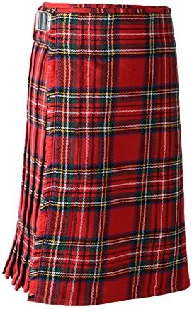 Scottish Mens Kilt Traditional Highland Dress Skirt Kilts Tartan Sporran (44, Royal Stewart)