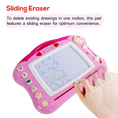 iFixer Magnetic Drawing Board, Musical Color Magna Doodle Writing Drawing Board with Light and Music Great Gift Presents For Boys And Girls 3+, Pink With Sounds