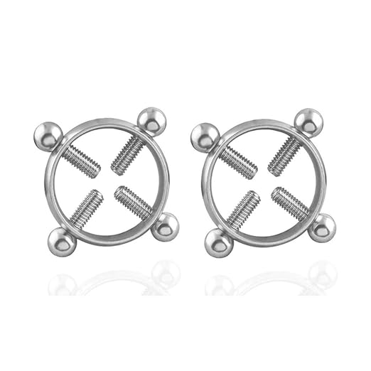 ????????????1 PC Tension verstellbarer runder Nippelring Nickelfreier Sex Foreplay Stahl (Silver)