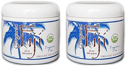 Organic Fiji Fragrance Free Sugar Polish (Pack of 2) With Cold Pressed Virgin Coconut Oil and Certified Organic Cane Sugar, 20 oz. each