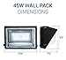 Hyperikon 45W LED Wall Pack Fixture, 250-300W HPS/HID Replacement, 5000K, 5400 Lumens, IP 65 Waterproof and Outdoor Rated, DLC 4.2 & UL - Shield Included